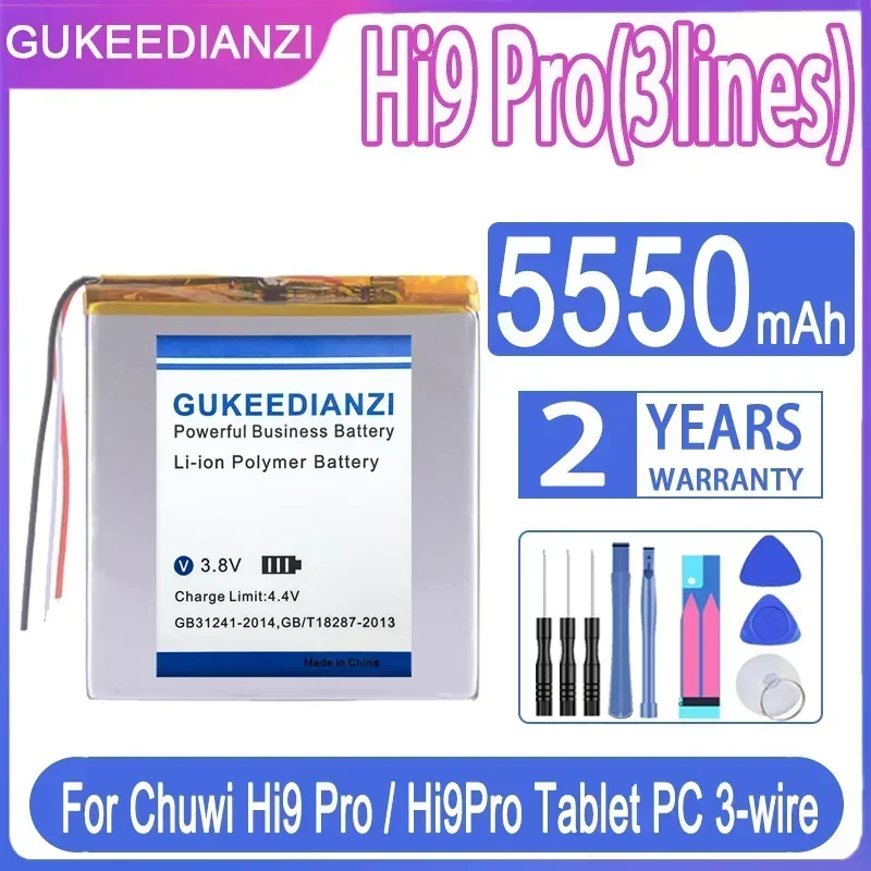 GUKEEDIANZI Replacement Battery 5550mAh For Chuwi Hi9 Pro/Hi9Pro Tablet PC 3-wire Batteries + Free Tools