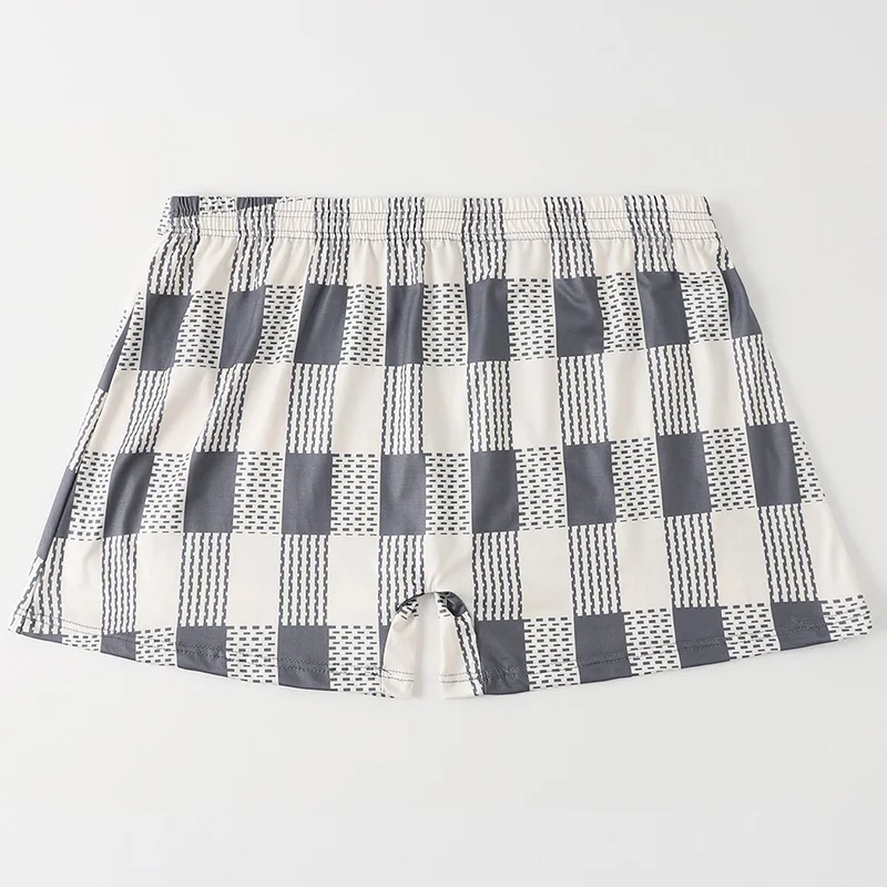 5-Piece Set Of Men's Checkered Printed Long, Loose Fitting Flat Corner Pants, Comfortable And Breathable, Daily Casual Underwear image 3