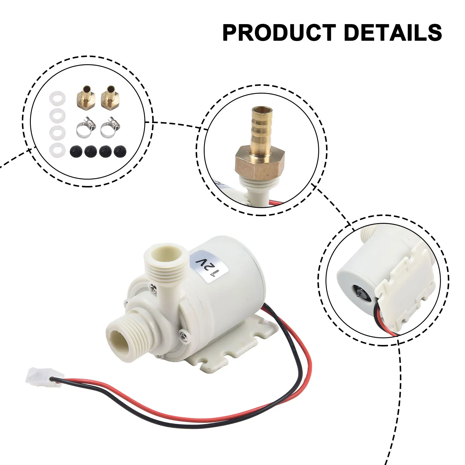 12V DC Brass Solar Water Circulation Pump with 3 Meter Max Head for Solar Thermal Systems and Closed Loop Water Cooling Setups