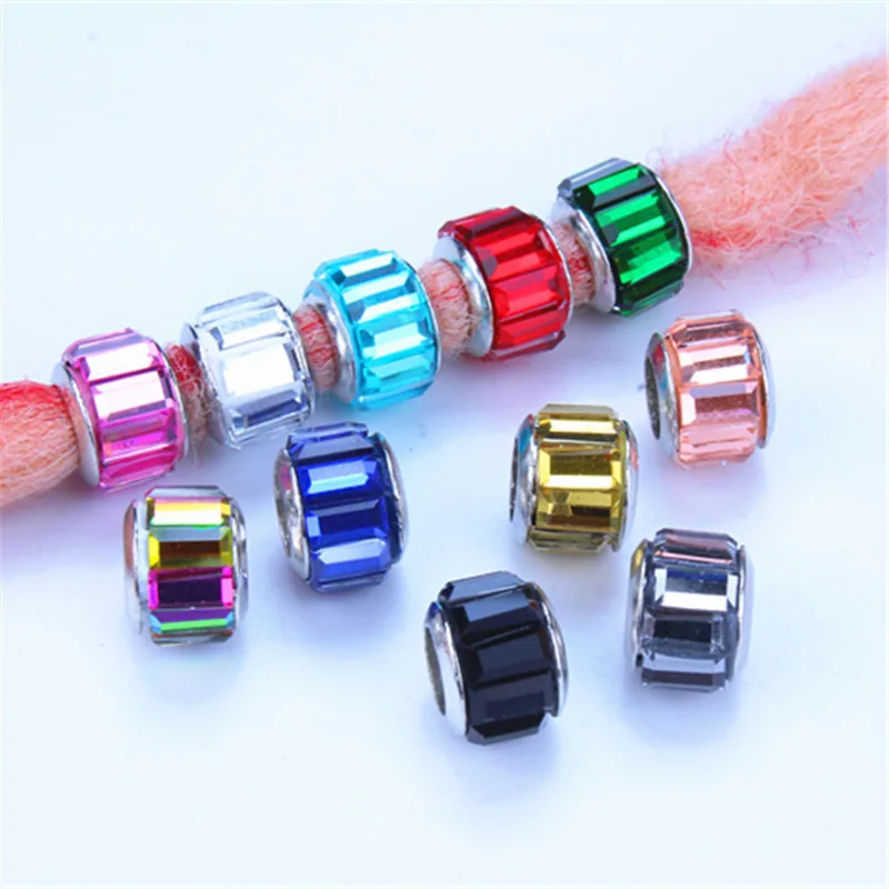 5pcs Shiny Rhinestone Hair Braid Dread Dreadlock Beads Clips Charms African Braids Cuffs Rings Hip Hop Style Clasps Accessories