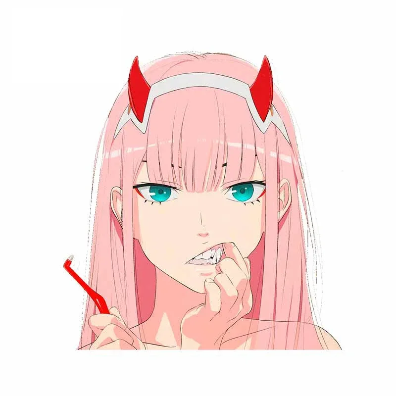 Cute Zero Two A Puffy Appearance Car Sticker Sunscreen Window Trunk Anime Vinyl Decals Occlusion Scratch Car Decoration