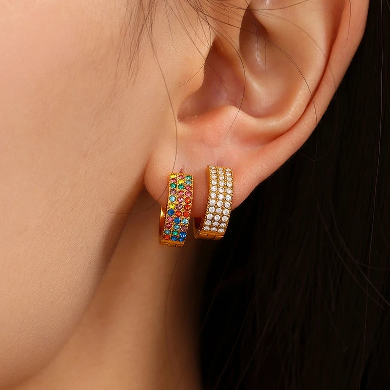 

Ourfuno Stainless Steel Luxury Zircon Clip Earrings For Women Delicate Party Wedding Earrings Simple Fashion Jewelry Girls Gift