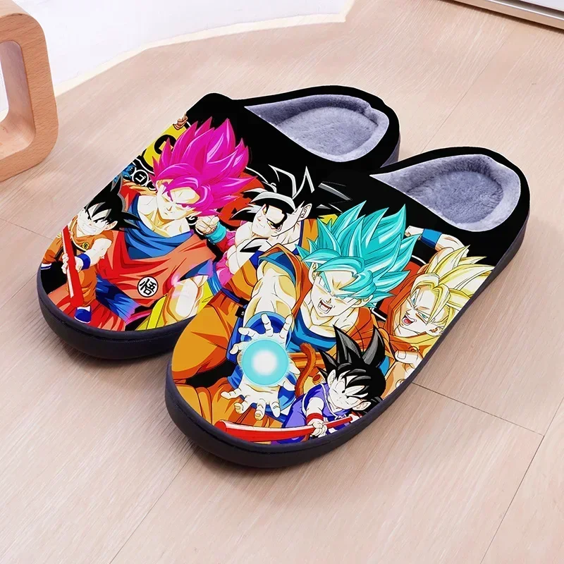 Dragon Ball Cartoon Warm Plush Cosplay Slippers Couple's Indoor Non-slip House Slides Men And Women Toe Wrap Home Cotton Shoes