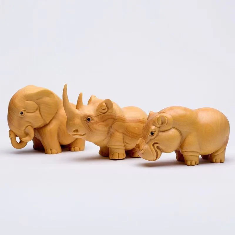 

Sculptures and Figurines for Interior Cute Wood Carving Animals Statue Decoration Ornaments for Home Luxury Desk Accessories