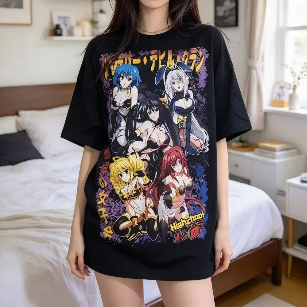 ly Released Anime-style Demon School Print Loose Cotton Short-sleeved Men's and Women's Comfortable and Loose Round-neck Top