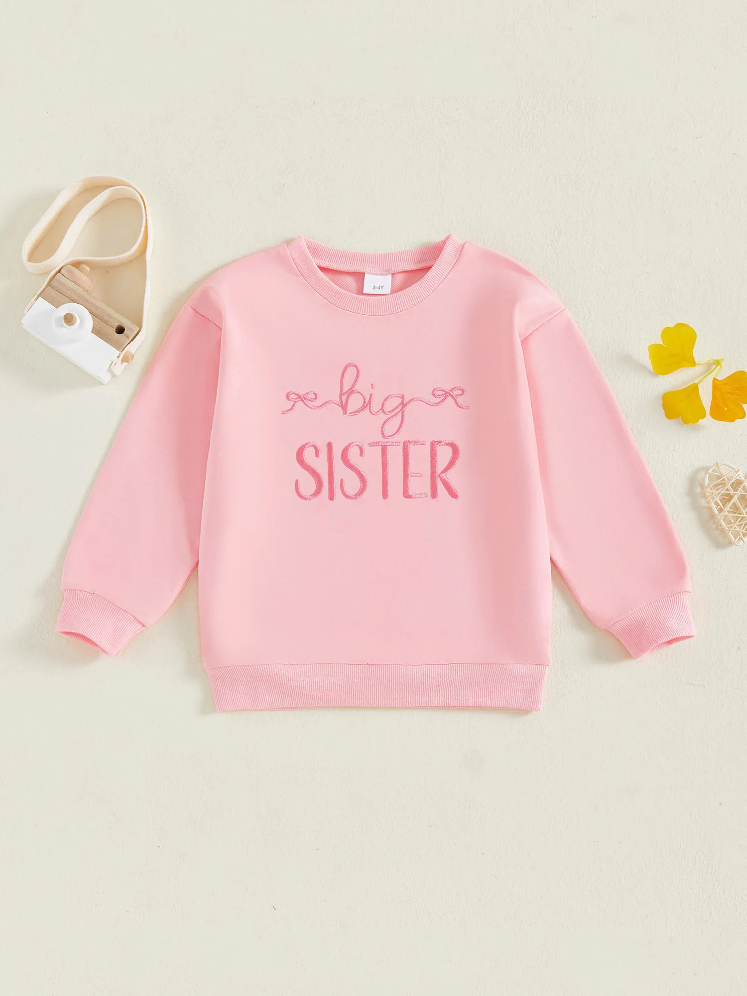 

Adorable Baby Girls Autumn Hoodie Chic Alphabet Stitched Relaxed Fit Everyday Round Neck Sweater with Full Sleeves