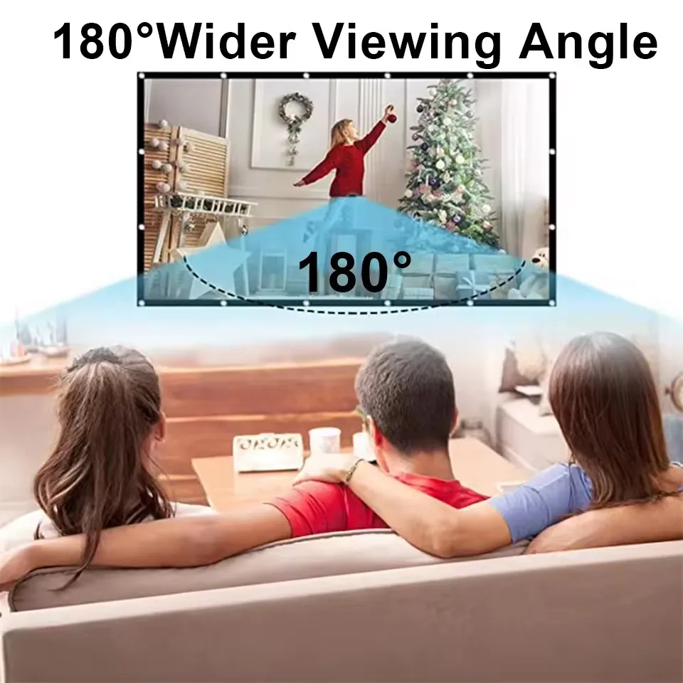 

92/110/150/180-дюймовый проектор с белым экраном, портативный проекционный экран16:9, уличный киноэкран для путешествий, домашнего кинотеатра для HY300