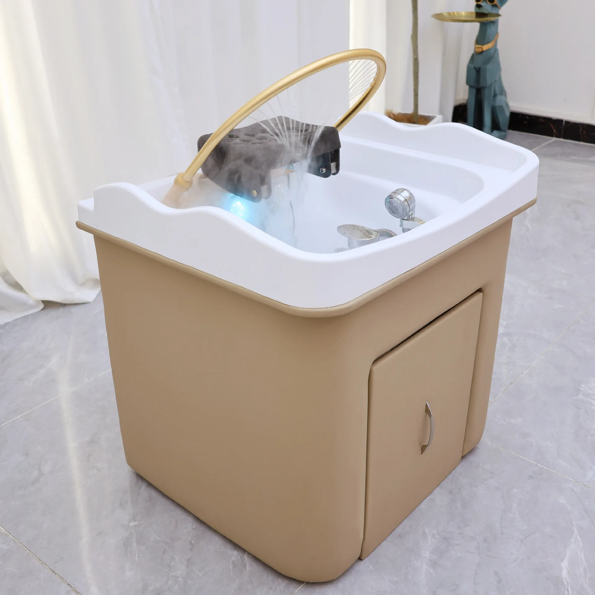 Movable Head Basin Constant Temperature Medicine Water Circulation Grafting Beauty Bedside Therapy Shampoo Chairs