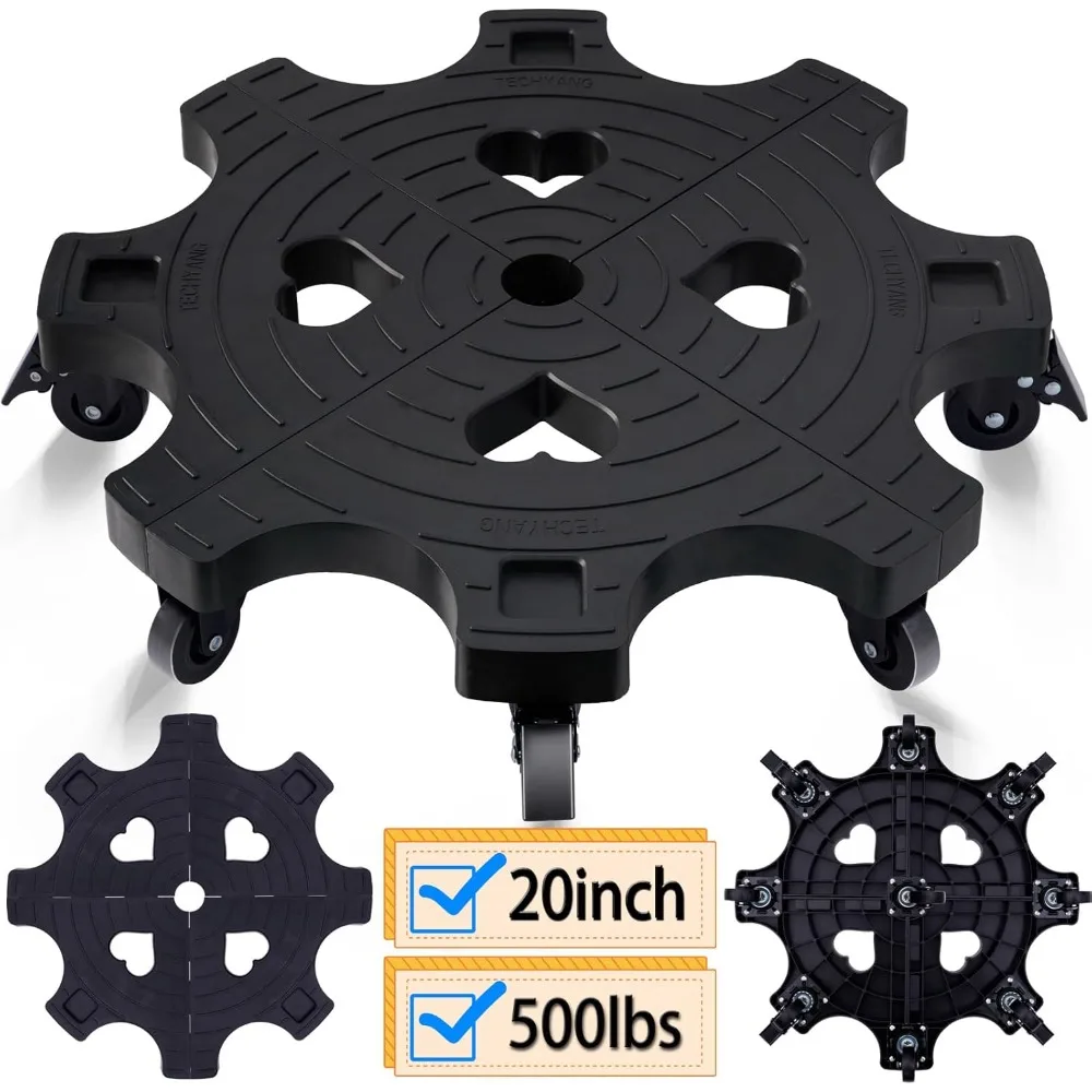 

20-дюймовая подставка для растений с колесами, сверхмощная подставка на колесиках для использования в помещении и на открытом воздухе, черная тележка для больших горшков