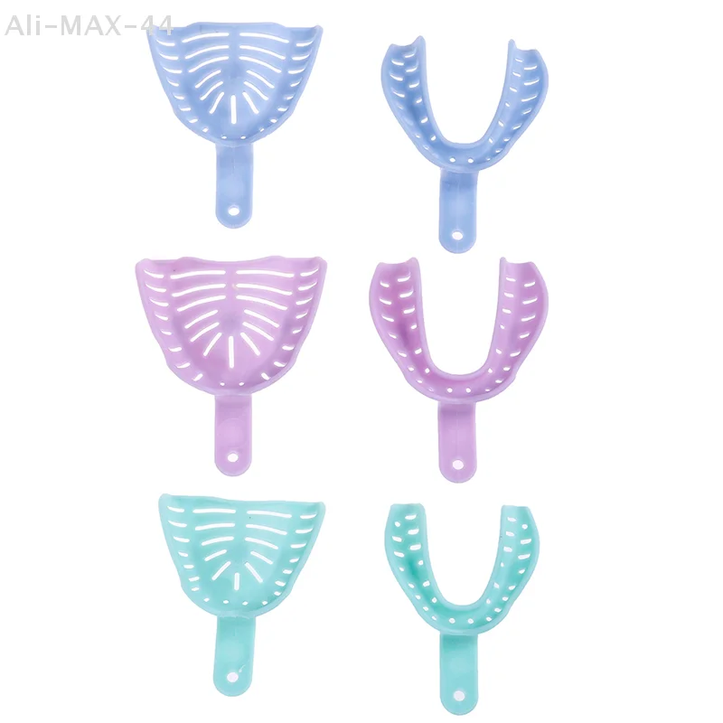 6Pcs Colorful Dental Impression Trays Plastic Materials Teeth Holder