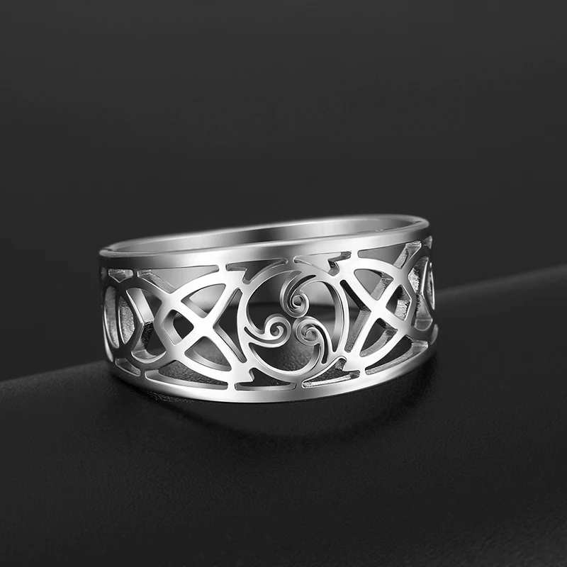 Dreamtimes Magatama Irish Knot Rings For Women Lady Classic Hollow Celtic Knot Silver Color Wedding Party Gifts Fashion Jewelry