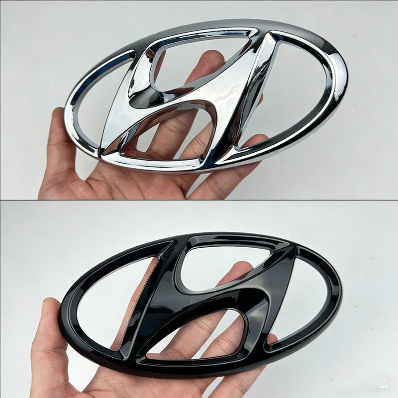 Emblema Preto Prateado para Hyundai Tucson, Venue, I30, I10, I40, I20, Getz, Kona, Veloster, Elantra, Adesivo de Logo para Porta-Malas e Capô