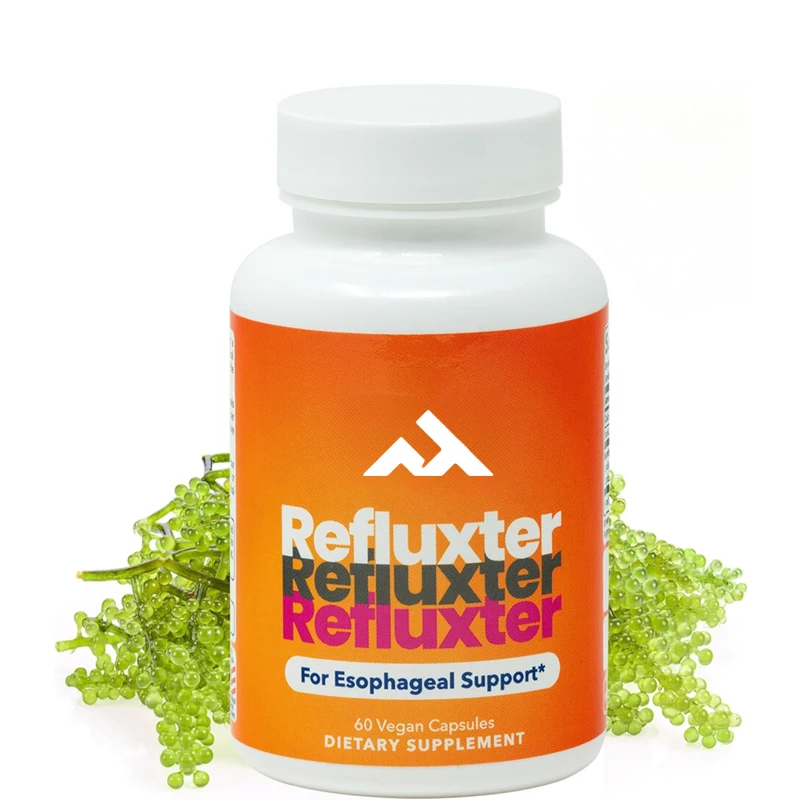 REFLUXTER Suplemento de alginato de sodio con reflujo de ácido natural - Soporte de rescate esofágico para indigestión -60 cápsulas