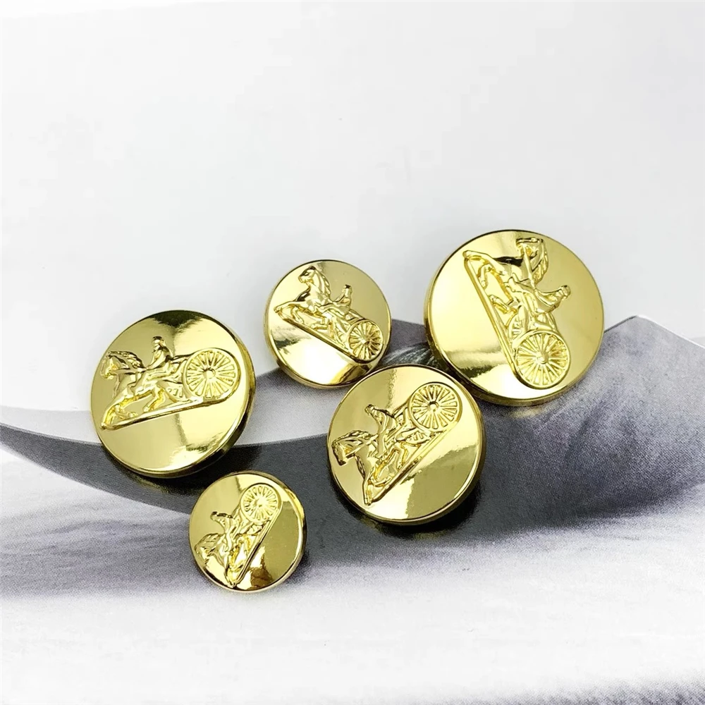 10pcs Vintage Metal Sewing Buttons for Coat Golden Carriage Pattern Designers Fashion Buttons Jacket Clothes Decorative Buttons