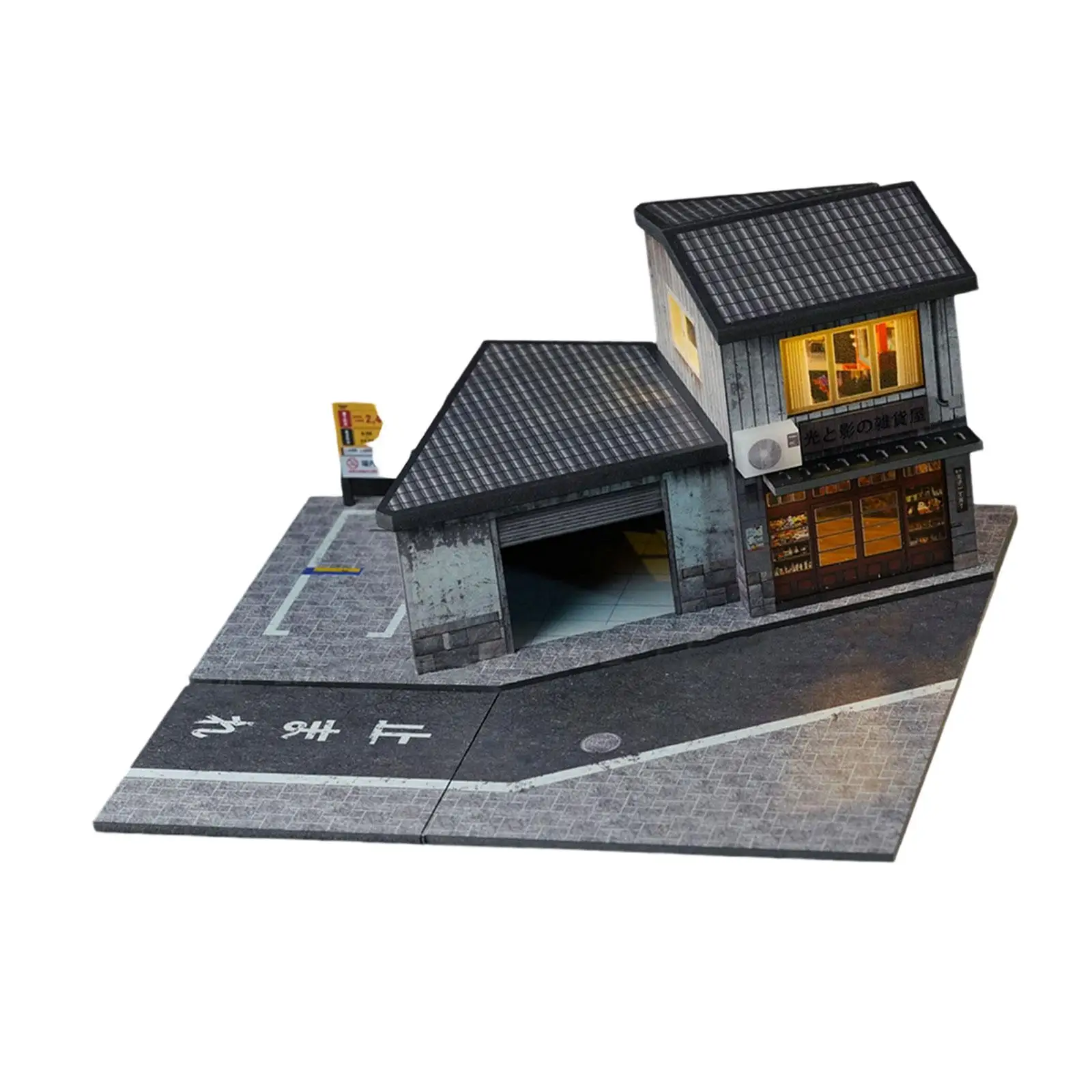 

1:64 Scale Grocery Store Scene Model with Light for Desktop Layout Accessory