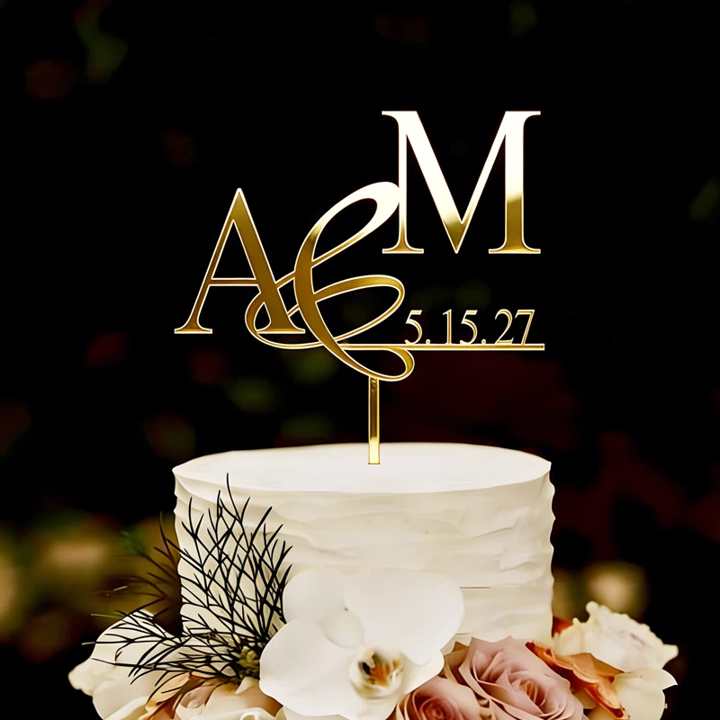 

Personalized Wedding Cake Topper Custom Initial Monogram Acrylic Cake Topper
