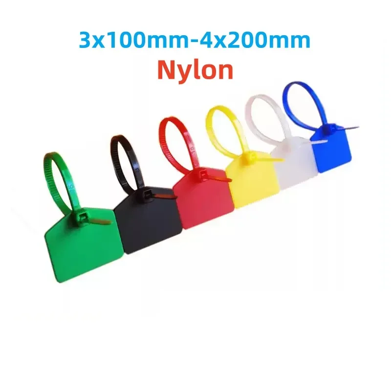 3x100mm 4x200mm 4x150mm Nylon Cable Ties Plastic Loop Ties Self-Locking Zip Ties Colorful Tag Cable Ties