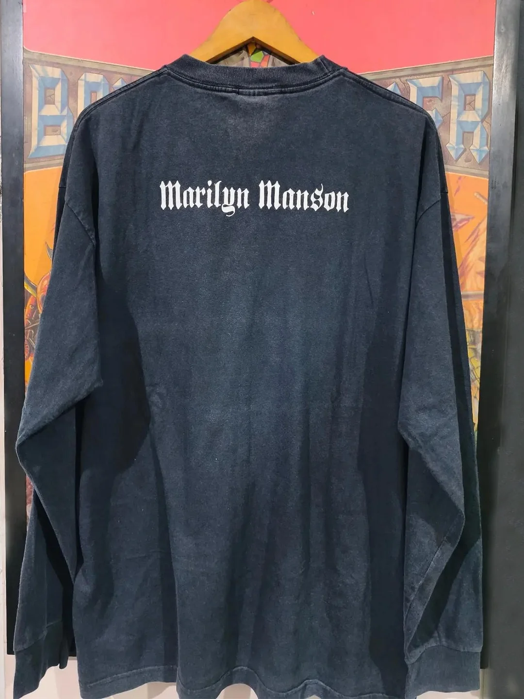 Marilyn Manson American Retro Long Sleeve T-Shirt Postpunk Dark Trendy Brand Tee Pure Cotton Breathable round Neck Loose Fit