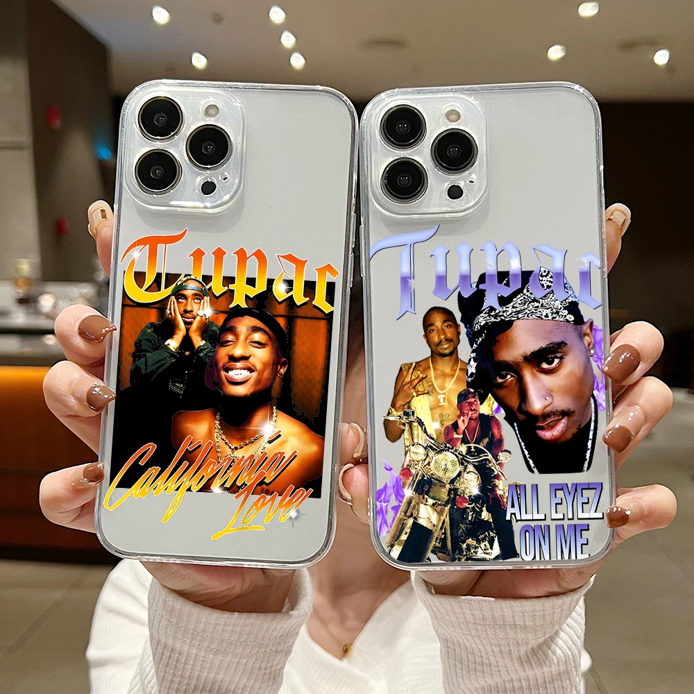 Clear Phone Case For iPhone 15 14 13 12 11 Mini Pro Max X XR XSMax 6S 6 7 8 Plus SE Soft Cover Hip Hop Rapper 2pac Singer Tupac