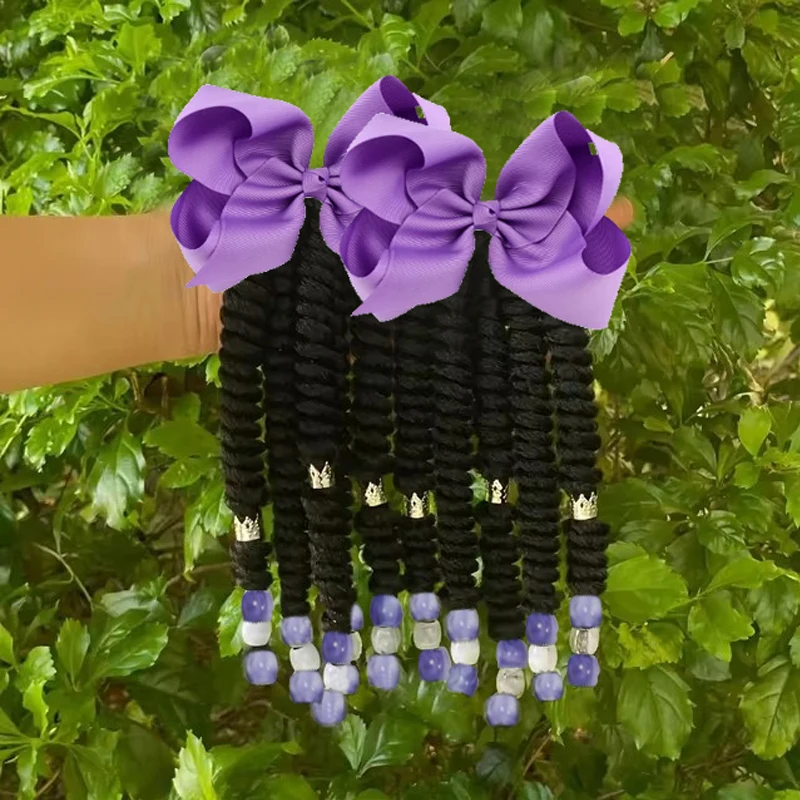 2 pacotes de corte infantil trançado rabo de cavalo peruca arcos de cabelo clipe coroa fivela de cabelo-acessórios de cocar de cabelo macio para festa de feriado diariamente