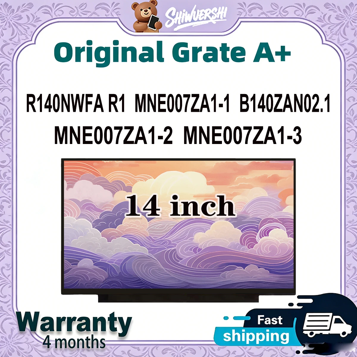 

Оригинальный новый A + 14-дюймовый тонкий ЖК-экран для ноутбука R140NWFA R1 MNE007ZA1-1 B140ZAN02.1 MNE007ZA1-2 MNE007ZA1-3