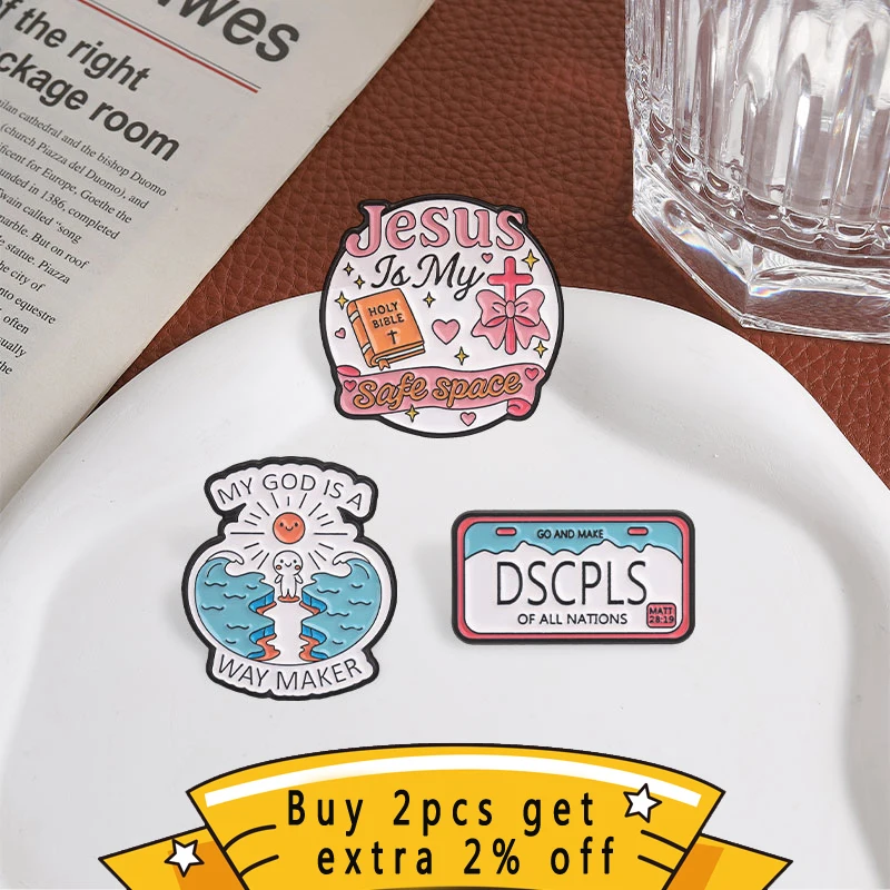 Christian Faith Quote Enamel Pin,Biblical License Plate and 