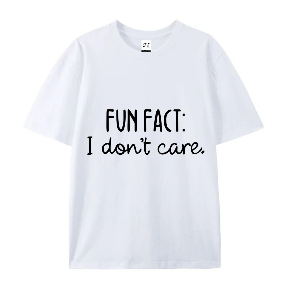 Fun Fact I Don't Care Grappige Meme Grafische Letter Puur Katoenen T-shirt Ronde Hals Top Tee Voor Zomer Oversized Casual Dagelijks Dragen