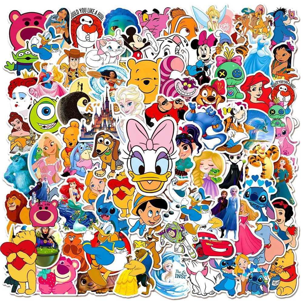 

10/30/50/100pcs Disney Mix Cartoon Anime Stickers Kawaii Micky Princess Decals Decoration Laptop Phone Suitcase Graffiti Sticker