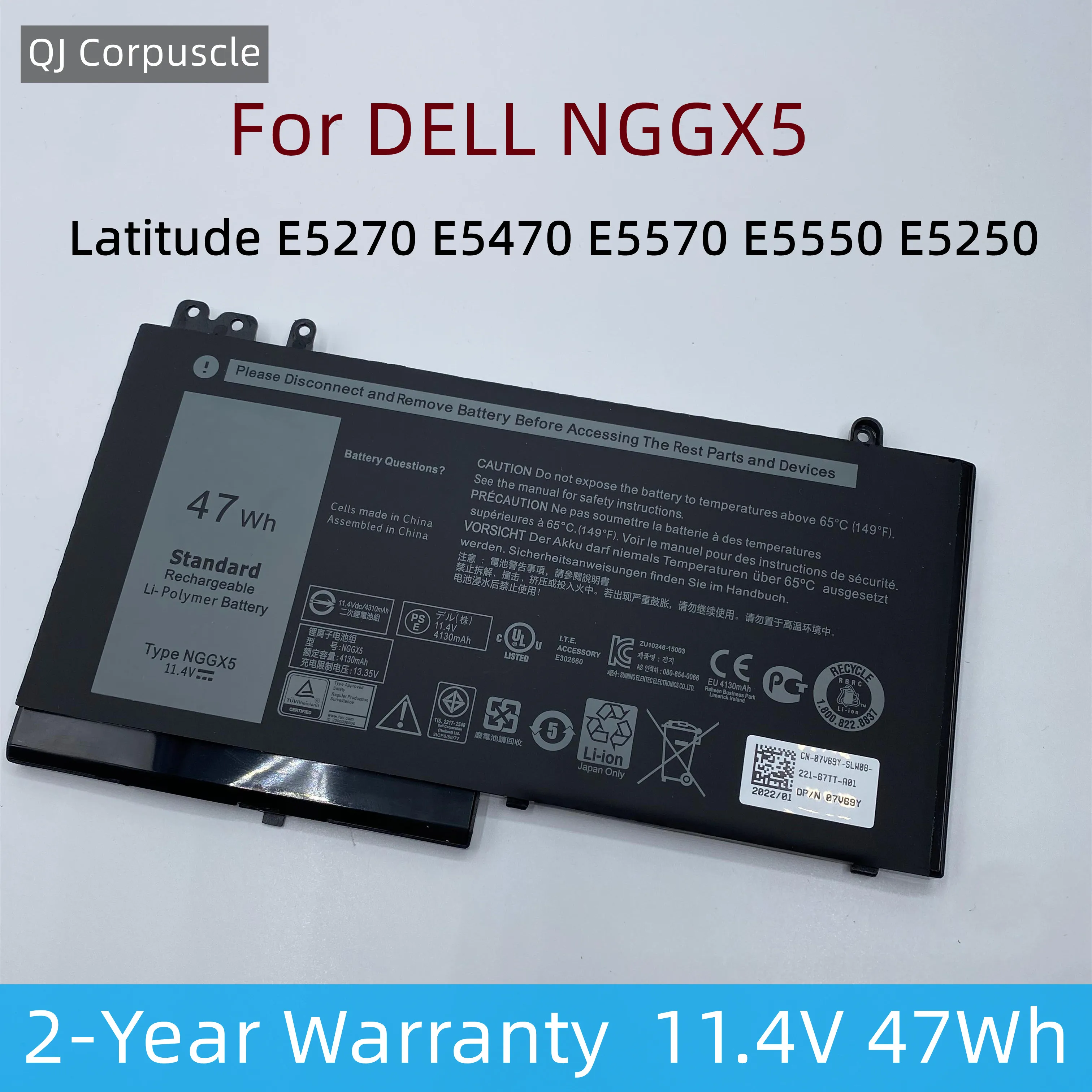 New NGGX5 11.4V 47Wh Laptop Battery For DELL Latitude E5270 E5470 E5570 E5550 E5250 Series M3510 JY8D6 954DF 0JY8D6 53VJ6 0RDRH9