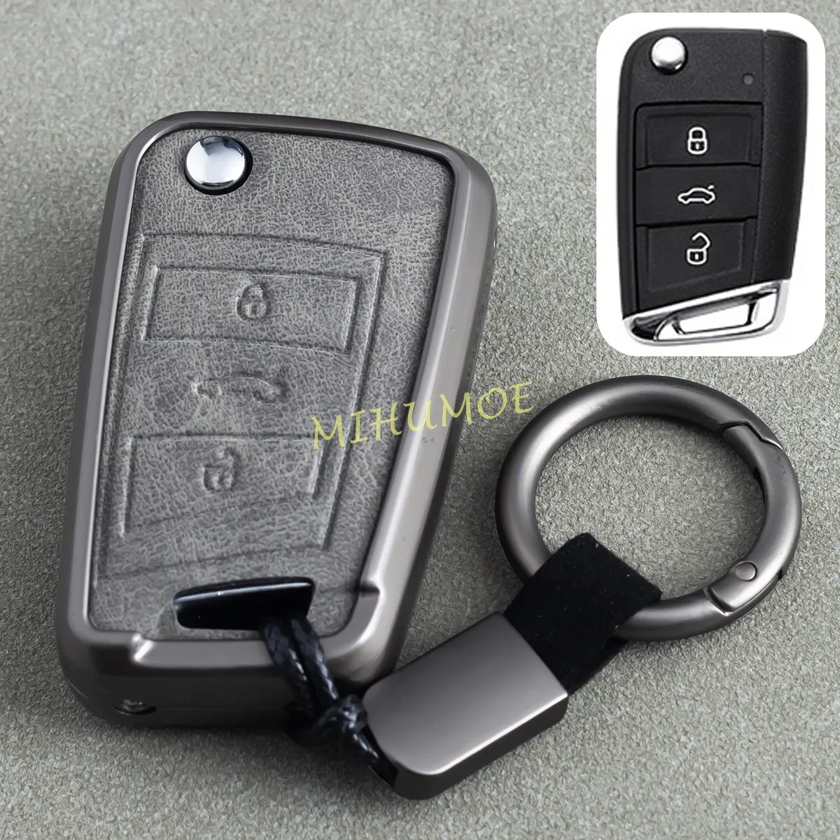 

Flip Car Key Fob Case Cover Keychain For VW Golf GTI MK7 Tiguan Jetta GLI Polo Skoda Octavia Karoq Kodiaq Superb SEAT Ateca Leon