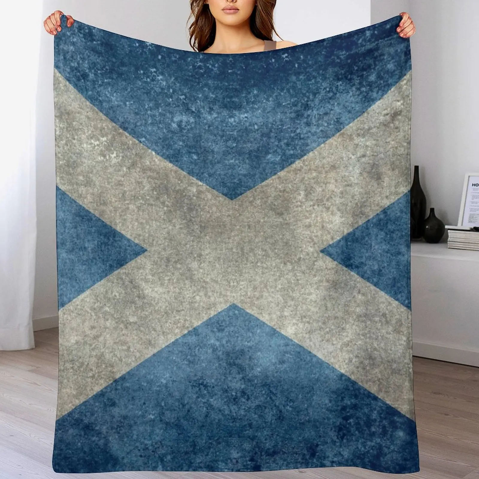 

Flag of Scotland - Grungy Vintage version Throw Blanket funny gift Luxury Blankets