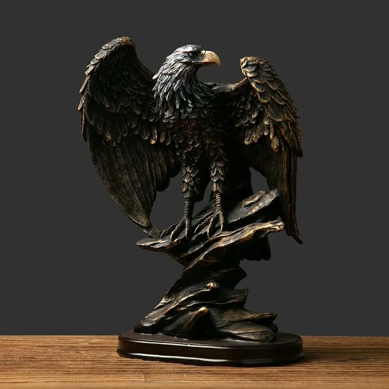 Escultura de águila extendida Retro Dapeng, artesanías de resina de animales, decoración del hogar de escritorio de entrada, sala de estar, oficina, regalo de cumpleaños