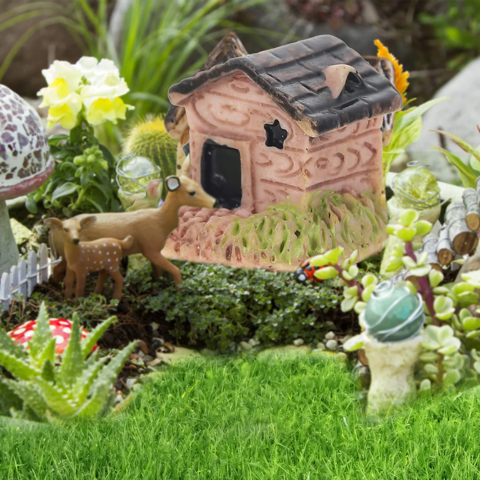 

15Pcs Mini Resin Decoration Creative Garden Ornament for Outdoor Indoor Micro Landscape Design Mini Ornament