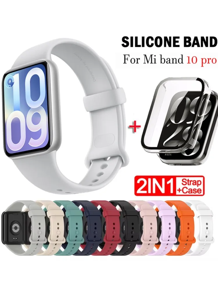 Offizielles Armband+PC-Gehäuse für Xiaomi Smart Band 10 Pro Armband Schutzhülle Silikon-Armband Mi Band 10Pro