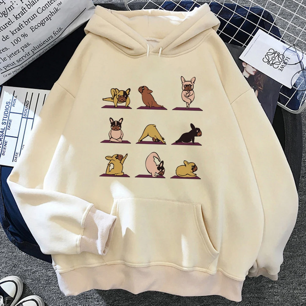 Hoodies do buldogue francês para mulheres, gótico 90s puxa, roupas anime, 2023