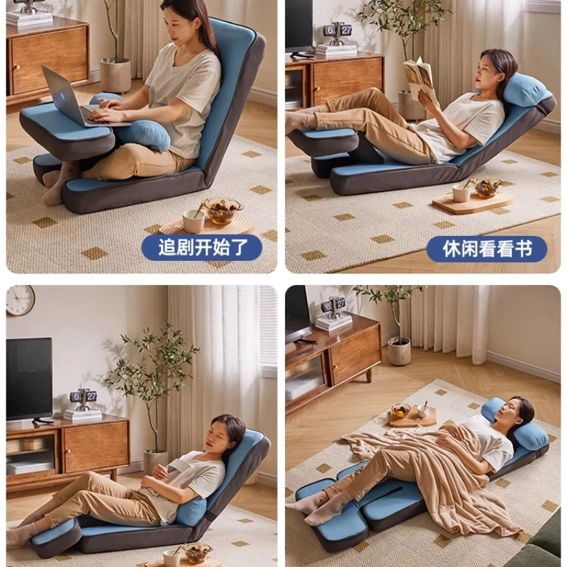 Lazy Sofa Chair with Back Support Foldable Floor Chair for Sitting/Lying Balcony Tatami Seat Multifunctional Recliner for Read
