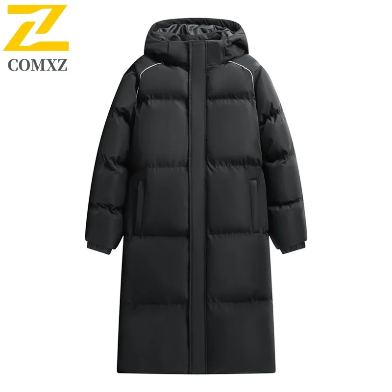 COMXZ Men Down Jacket Casual Hooded Outdoor Adventure Thickened Warm Parka Leisure Daily Style Lightweight Winter New Clothing
