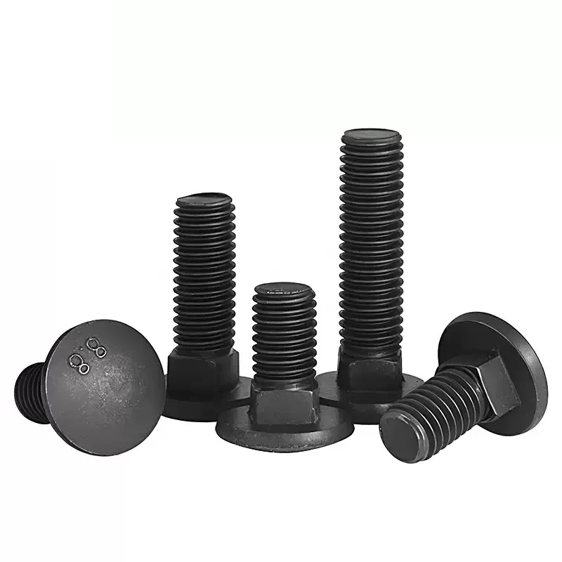 M8-M12 Square Neck Carriage Bolts 8.8 Grade Black Steel Round Head Coach Bolts 16-160mm Furniture Shelf Hardware