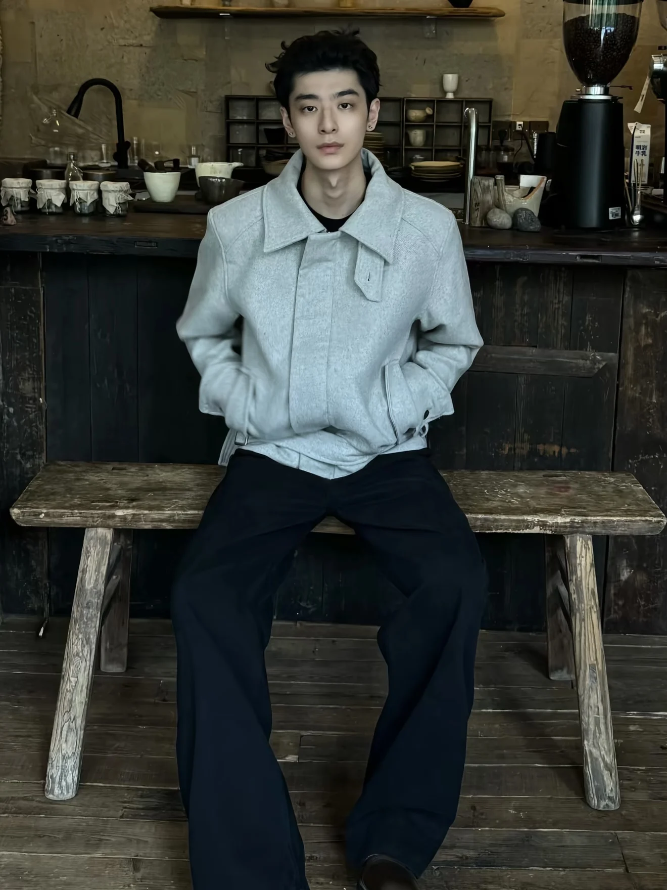 

Удлиненный шерстяной тюнер в американском стиле ретро, мужская осенне-зимняя повседневная универсальная верхняя одежда с воротником и переключением