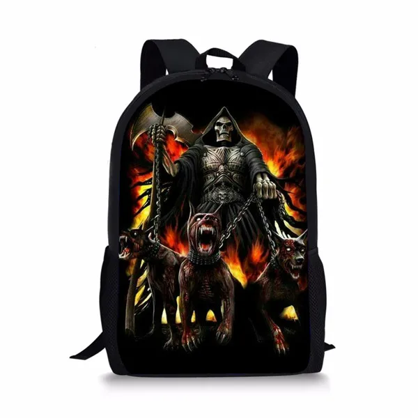 Cool Skull Print Men Backpack Kids Boys Girls Backpacks Child School Bags for Teenage Student Daily Backpack School Bag 16 Inch