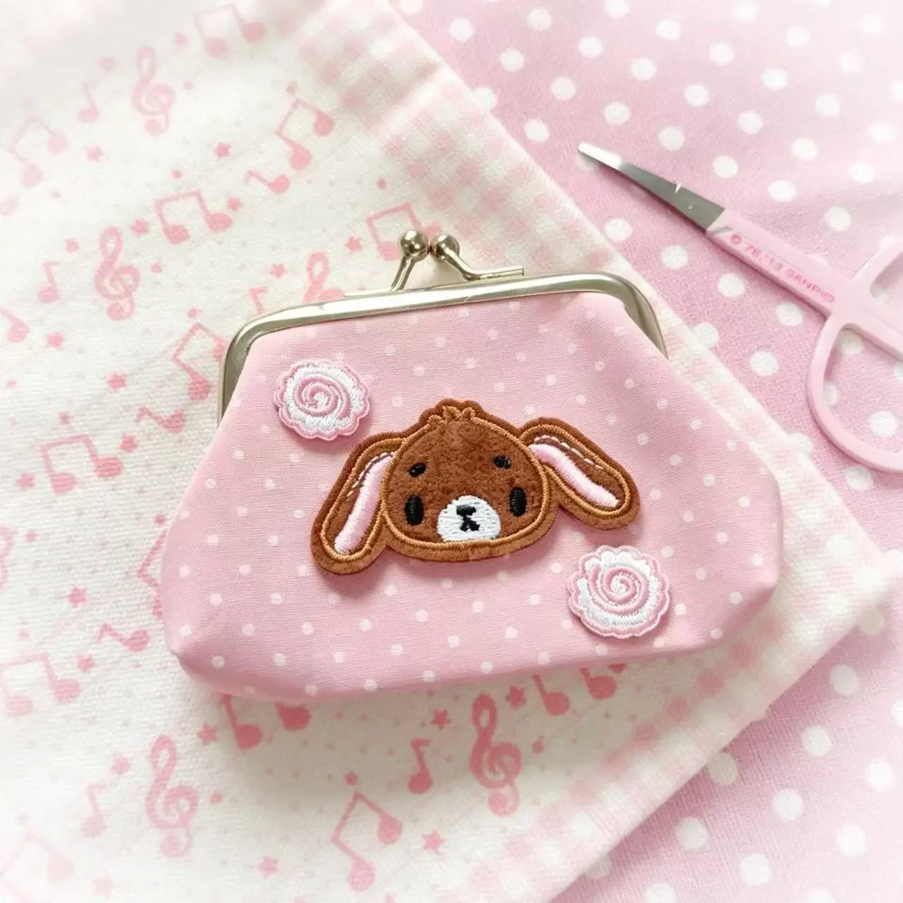 Sanrio Sugar Bunnies Mini Coin Purse Pu Leather Kiss Lock Card Holder Soft Small Key Pouch For Women Daily Small Item Storage view 3