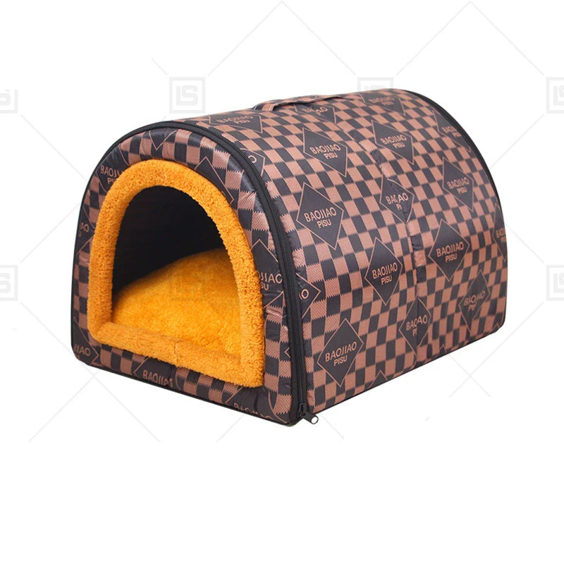 Warm Winter Cat Dog Bed Mat Deep Sleep Tent Cozy Geometric House Nest Removable Washable for Medium Large Dogs Pet Supplies