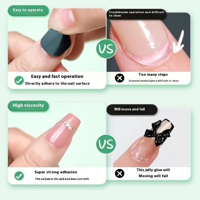 120pcs/5 Sheets Double Sided Stickers Jelly Transparent Nail Glue False Nail Reusable Adhesive False Nails Accessories And Tools