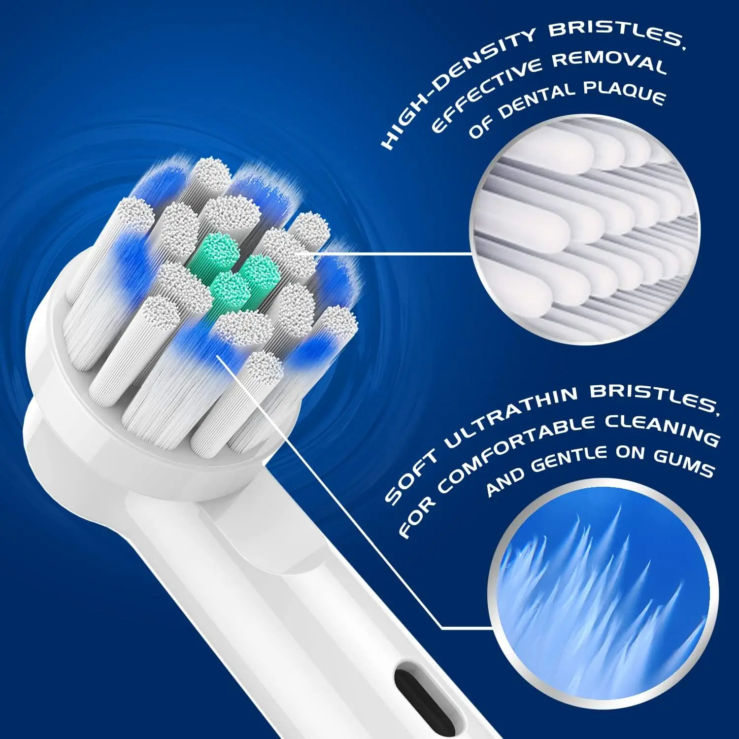 Ultrathin Soft Cerdas Toothbrush Head para Dentes Sensíveis, Limpeza profunda, Protect Gum, Substituição Brush Heads for Oral B