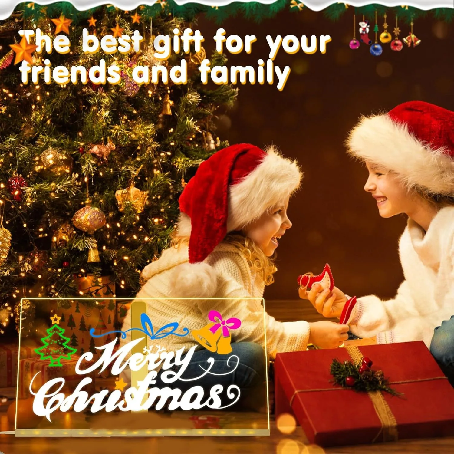 Tablero de dibujo luminoso LED acrílico DIY, tablero de mensajes con letras borrables ajustables antiarañazos, regalo de cumpleaños personalizado