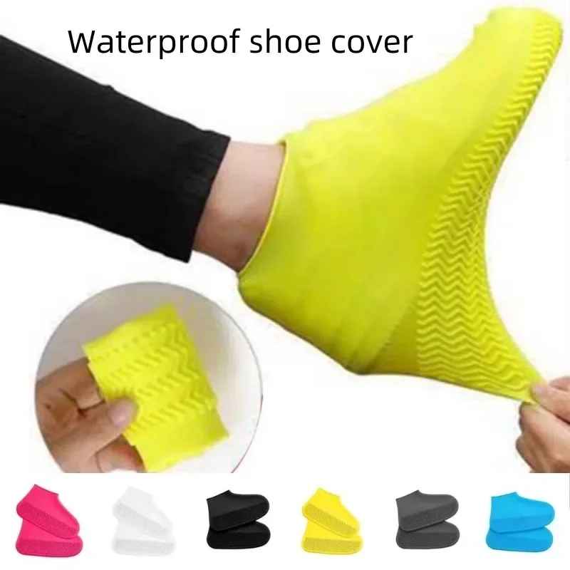 1 Pair Silicone WaterProof Shoe Covers Lip-resistant Rubber Rain Boot Rain Gear Overshoes Accessories for Outdoor Rainy Day