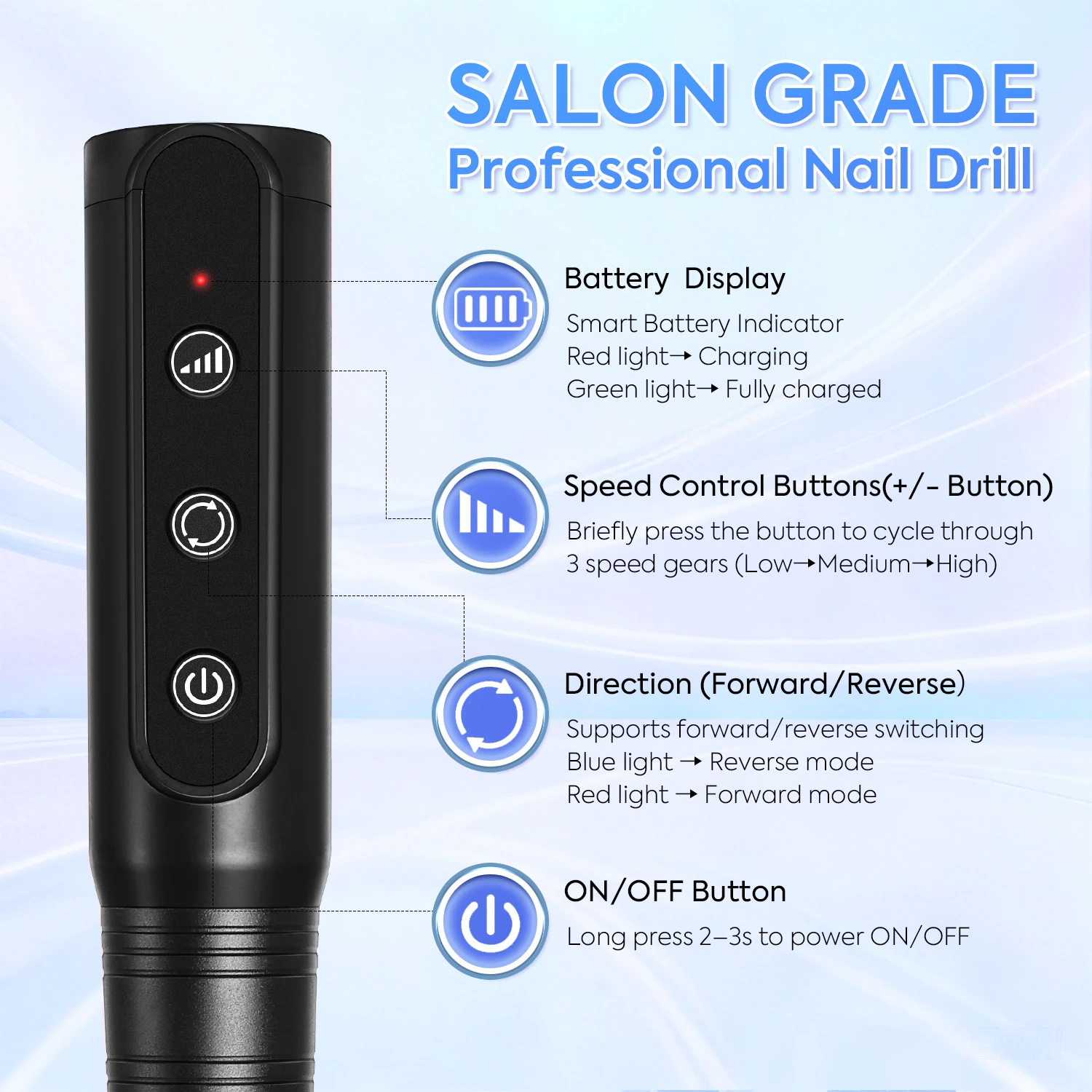 Perceuse à ongles Portable professionnelle, Rechargeable, sans fil, stylo ponceuse, lime à ongles électrique pour Salon de manucure