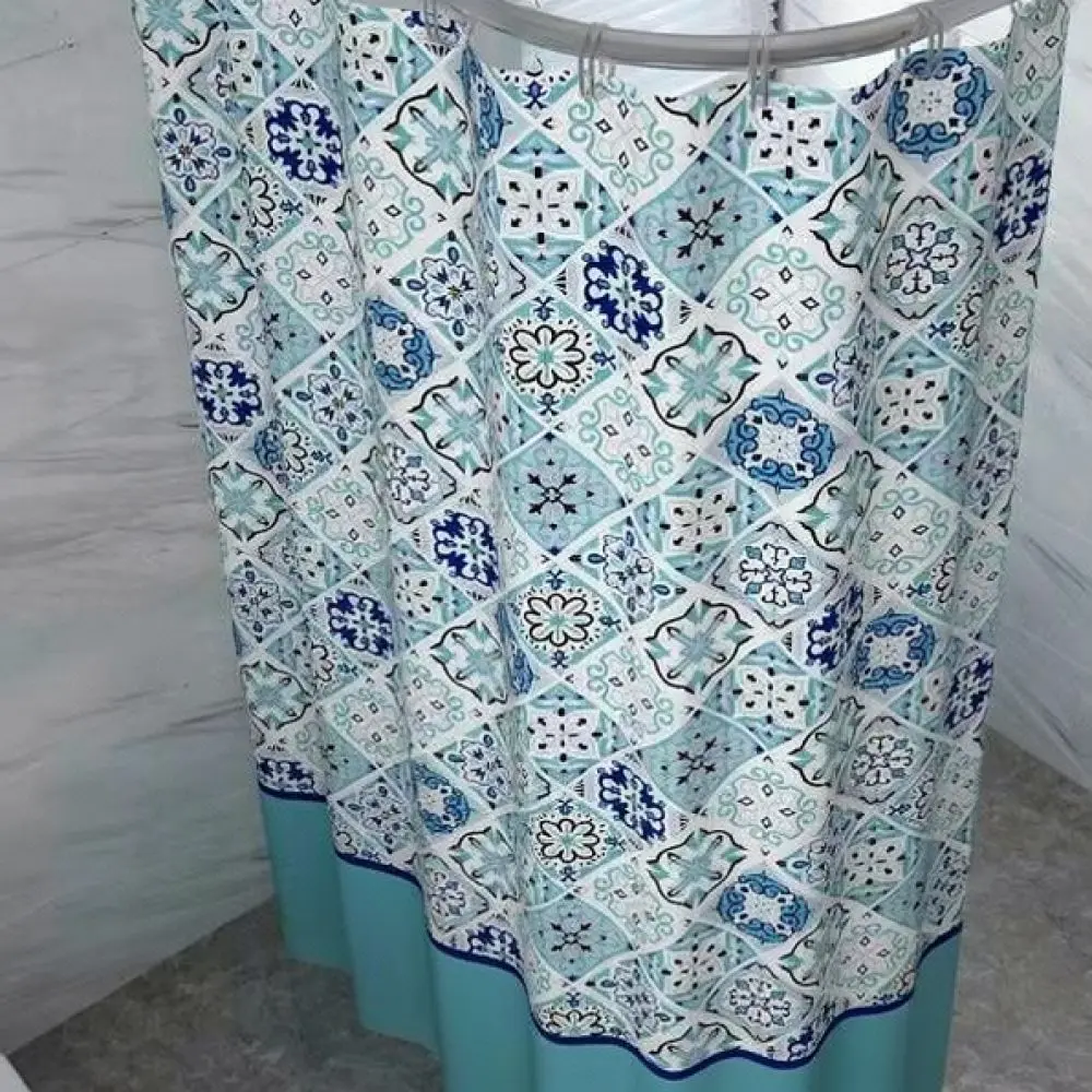 Polyester Bath Shower Curtain Waterproof Mildew Resistant Privacy Partition Screen Decorative Curtain For Modern Bathroom