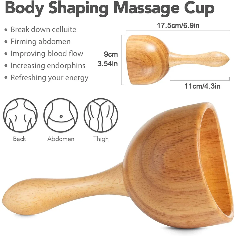 Wood Cupping Therapy Massage Tools Cup,Lymphatic Drainage Massager Tools for Maderoterapia Kit Body Sculpting Anti-Cellulite Cup