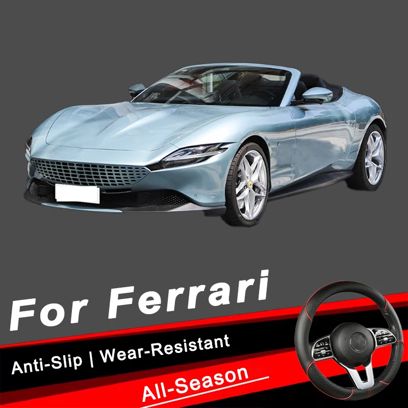 

For Ferrari Series 38cm Car Leather Steering Wheel Cover- Anti-Slip, Wear-Resistant, All-Season, Universal | Cubre Volante Auto